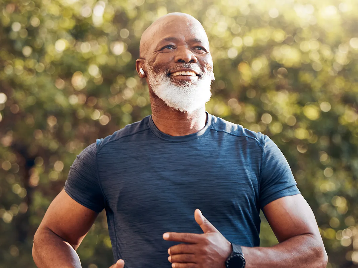 Active older man exercising outdoors